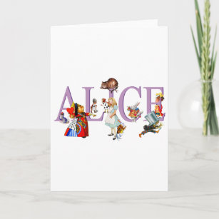Cartão Alice no país das maravilhas e amigos