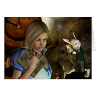 Cartão Alice & o coelho branco