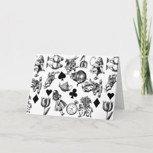 Cartão Alice White Rabbit Wonderland Cheshire Cat