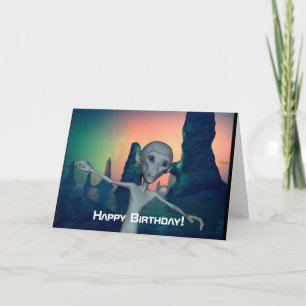 Cartão Alien Encounters Happy Birthday Card