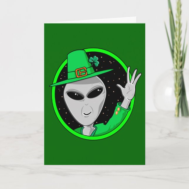 Cartão Alien Leprechaun St. Patrick's Day Card (Frente)