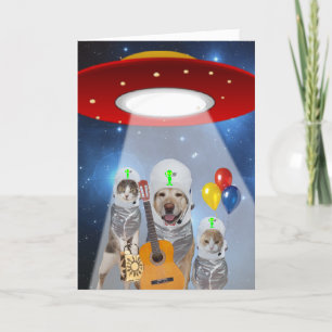 Cartão Alien Theme Funny Pet Birthday