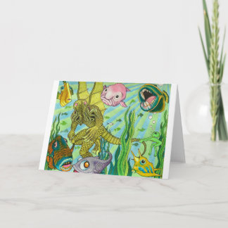 Cartão Alien Trying to Stop Cthulhu from Swimming Left