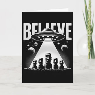 Cartão Alien Ufo And Moai Easter Island Head Tee - Mystic