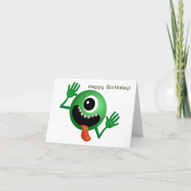 Cartão Alienígena chegando ao aniversário (Frente)