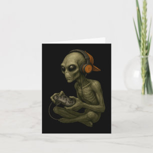 Cartão Alienígena de Halloween Gamer Video Gaming Boys Me