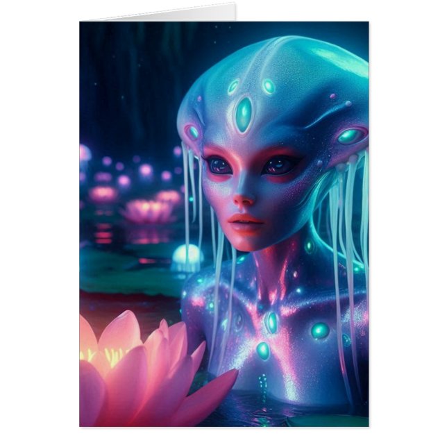 Cartão alienígena de Natação Bioluminescente Todas as Oca (Frente)