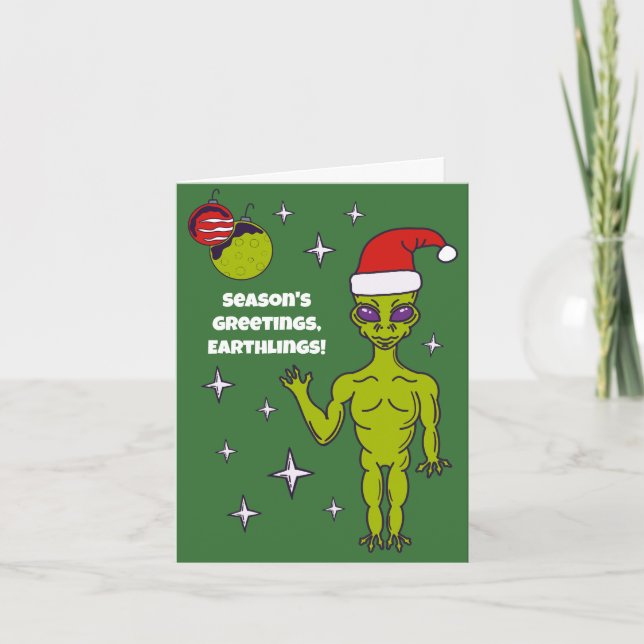 Cartão Alienígena espacial num Natal Personalizado (Frente)