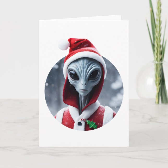 Cartão Alienígena Santa Claus (Frente)