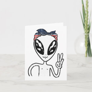 Cartão Alienígena - Sinal de Paz 4 De Julho - Bandeira Am