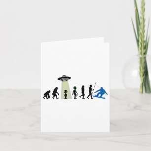 Cartão Alienígena Snowboard Evolution Pun Piada Embarque