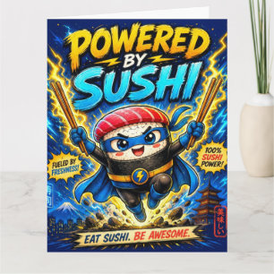 Cartão Alimentado por Sushi – Super-herói Fofo de Sushi