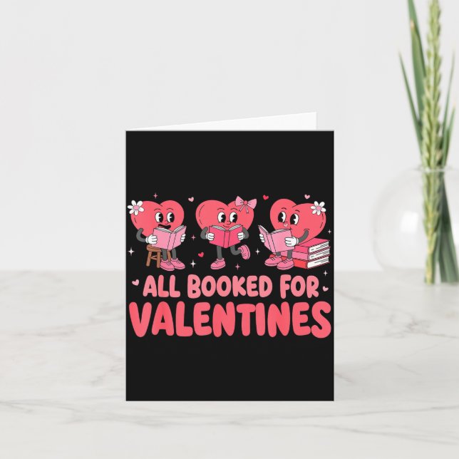Cartão All Booked For Valentine Book Funny Teacher Kids G (Frente)