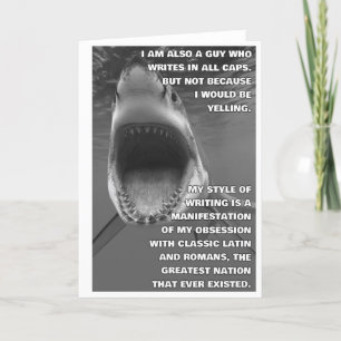 Cartão All-Caps Shark greeting card