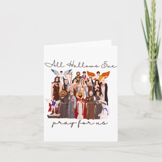 Cartão All Hallows Eve Pray For Us Halloween Catholic Sai (Frente)