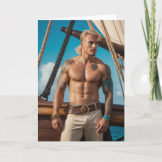 Cartão All Hands on Deck Hot Guy Greetings Card