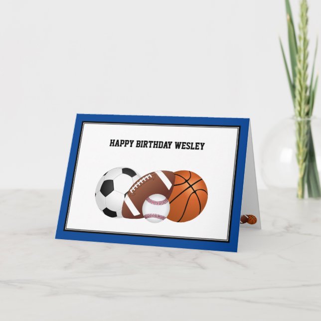 Cartão All Sports Birthday in Blue Card (Frente)