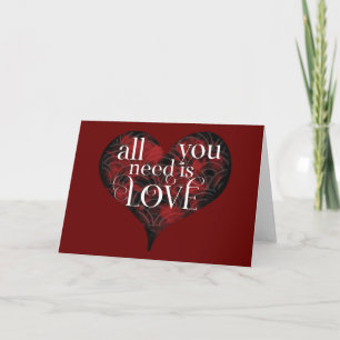Cartão All You Need Is Love Heart Blank inside Card