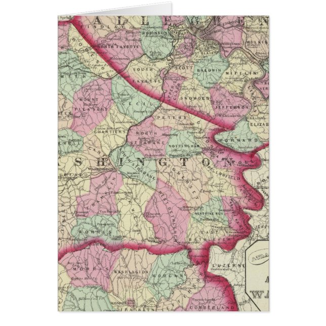 Cartão Allegheny, Washington, condados Greene (Frente)