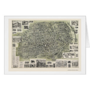 Cartão Allentown, mapa panorâmico do PA - 1901