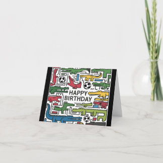 Cartão Alligadores de diversão bonitos jogando futebol no