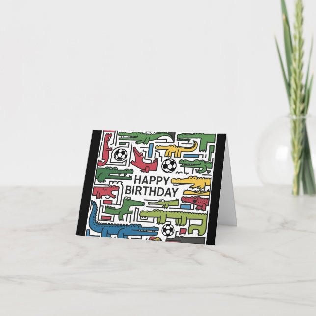 Cartão Alligadores de diversão bonitos jogando futebol no (Frente)