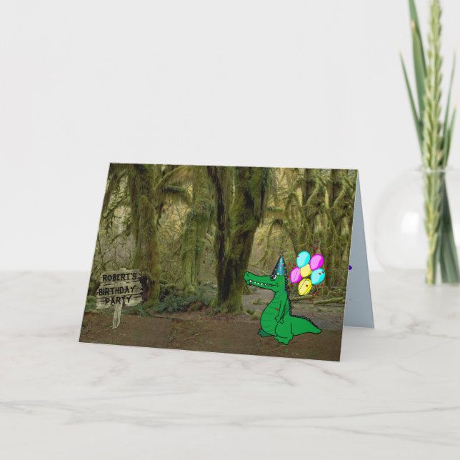 Cartão Alligator On Cute Birthday Card Customizable (Frente)