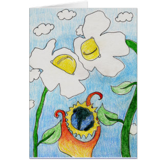 Cartão Alma alienada: Duas flores com um mundo