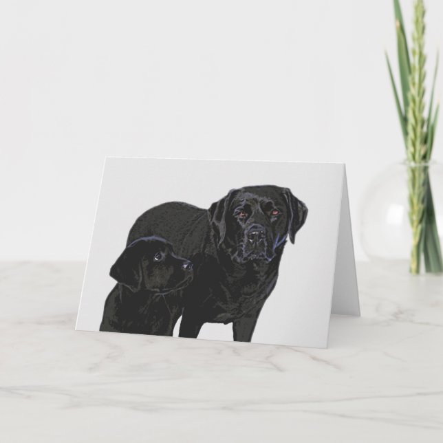 Cartão Almiração em Olhos de Puppy - Labrador Negro (Frente)