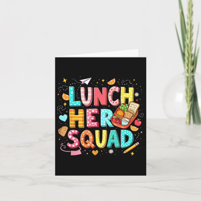 Cartão Almoço De Hero Squad Preppy De Volta Para A Senhor (Frente)