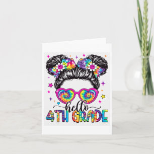 Cartão Alô, 4º ano, Tie Dye Messy Bun De Volta À Escola G