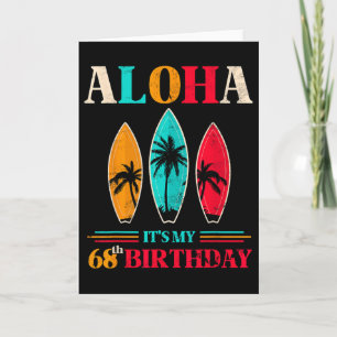 Cartão Aloha 68º Aniversário Havaí Praia Tropical Surfand