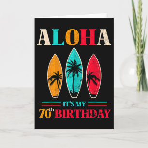 Cartão Aloha 70º Aniversário Havaí Praia Tropical Surf