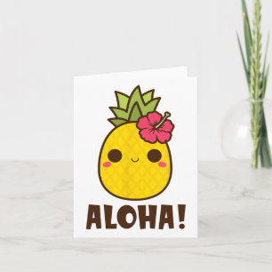Cartão Aloha Beaches Kawaii Cute Pineapple Hawaii Havaii