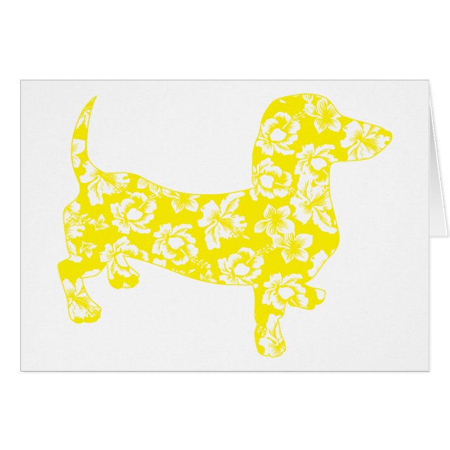 Cartão Aloha Dachshund Yellow (Frente Horizontal)
