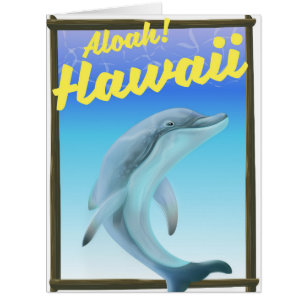 Cartão Aloha! Havaí! Cartaz de viagem de golfinho