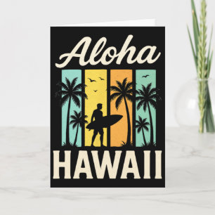 Cartão Aloha Havaí - Praia de Surf Palmeira Pôr do Sol