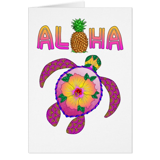 Cartão Aloha Hawaiian Honu Turtle (Frente)