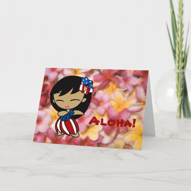 Cartão Aloha Honeys Hawaiian Plumeria Patriotic Cards (Frente)