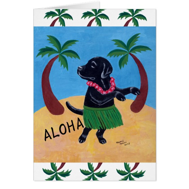 Cartão Aloha Labrador preto (Frente)