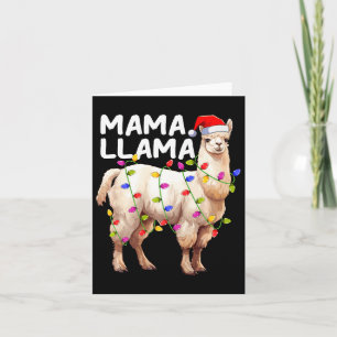 Cartão Alpaca Llama Xmas Iluminação Santa Hat Mama Llama