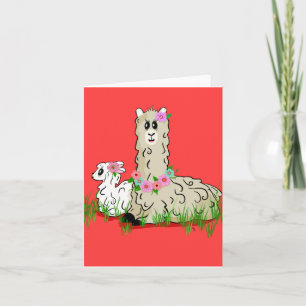 Cartão Alpaca Mãe e Bebê
