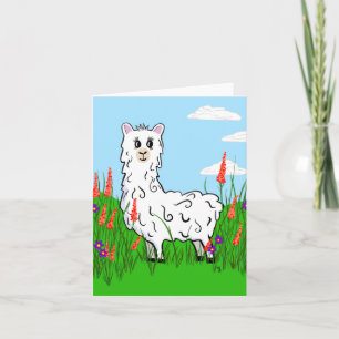 Cartão Alpaca num campo de Lupine