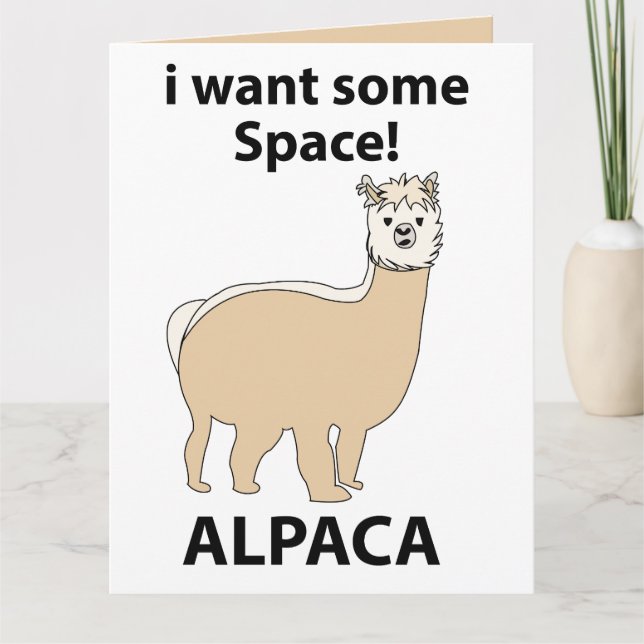 Cartão Alpaca, quero um pouco de espaço (Frente)