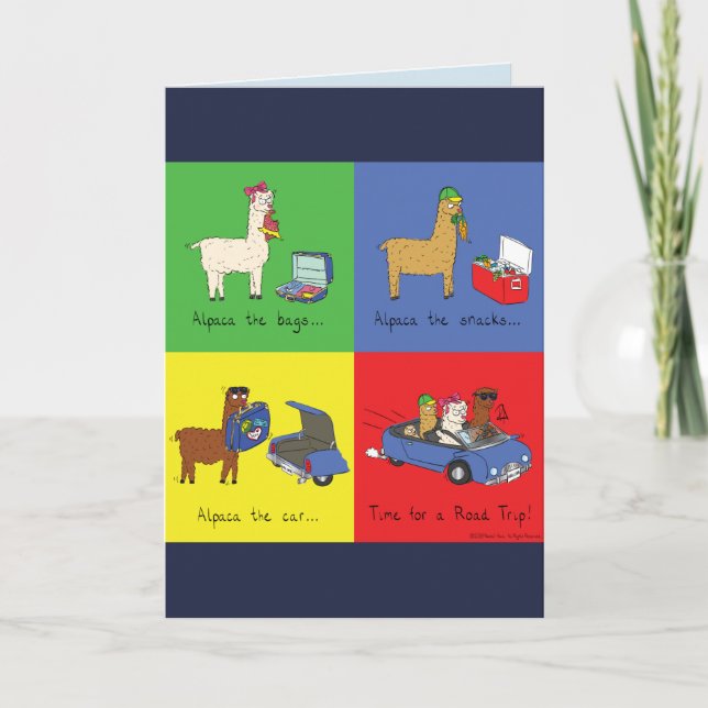 Cartão Alpaca Roadtrip Greeting Card (Frente)