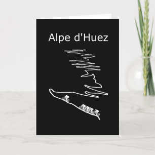 Cartão Alpe d Huez em França, design de ciclismo para hom