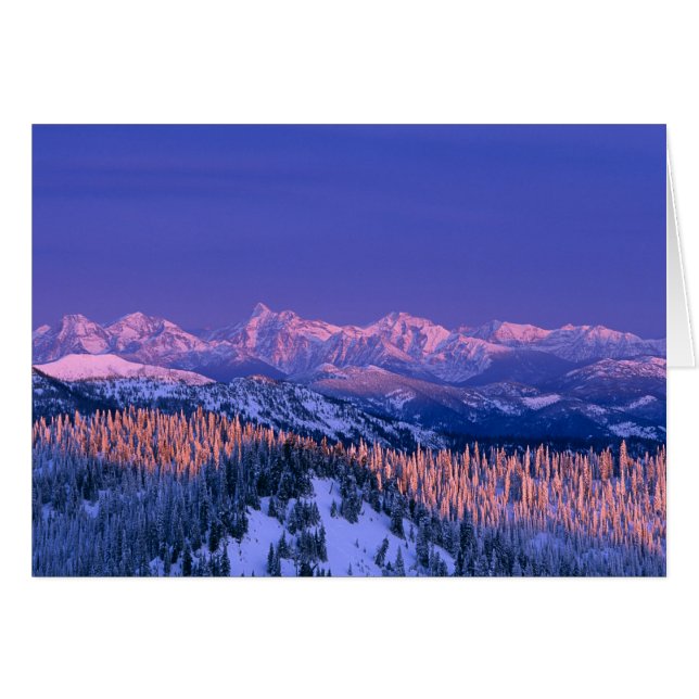 Cartão Alpenglow atinge os picos de Glacier (Frente Horizontal)