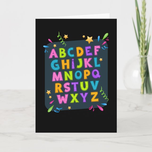 Cartão Alphabet Abc School Start Girls Boys (Frente)