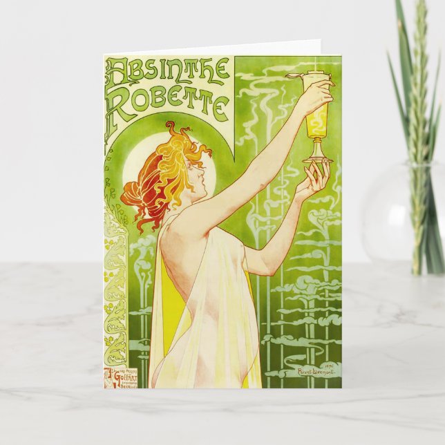 Cartão Alphonse Mucha Absinthe Robette Greeting Card (Frente)