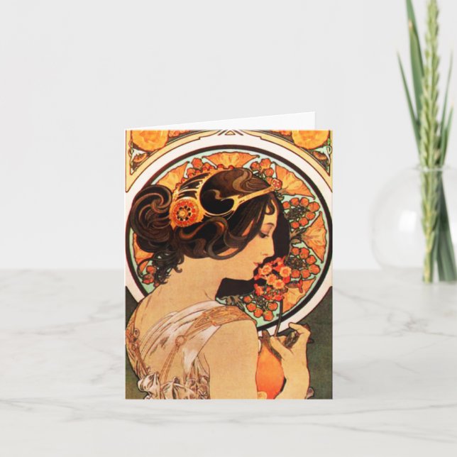 Cartão Alphonse Mucha Cow Slip Note Card (Frente)